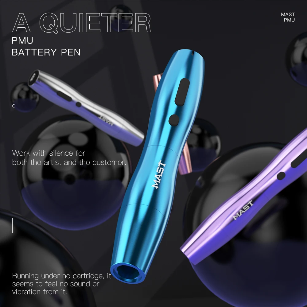 Mast P20 Wireless Tattoo Pen Machine Rotary Tattoo Gun Lightweight Digital Display Slim Frame for Women Aritst (1 battery-Blue)