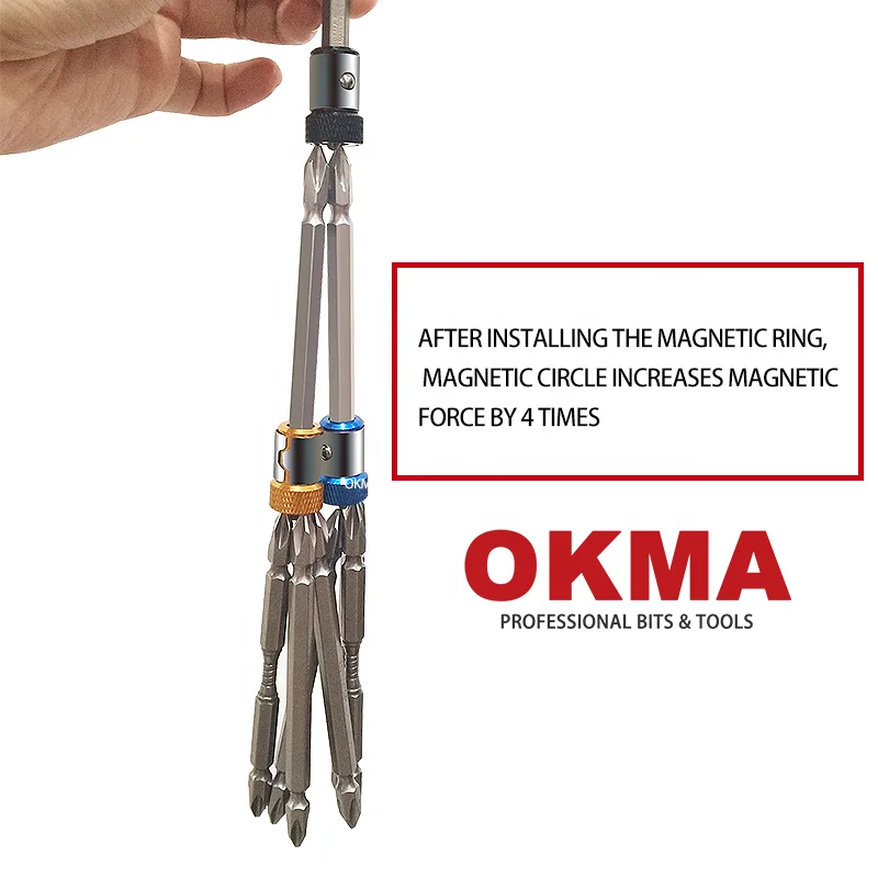 OKMA Universal Screwdriver Magnetic Ring Adapter 1/4  Metal Alloy Steel for 6.35mm Hexagonal screwdriver bits