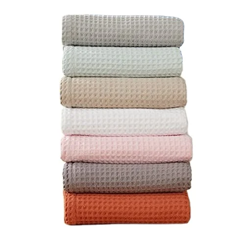 Accept Customization Wholesale Cotton Blankets Living Room Bedspread Plain Bed Throw Sofa Blanket Cotton Waffle Blanket