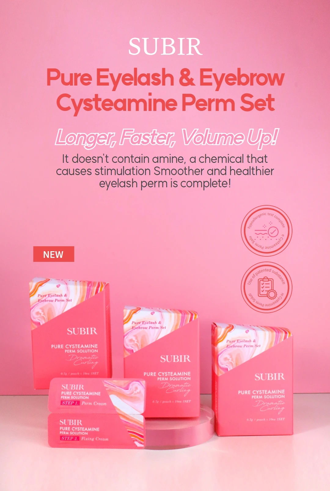 Korea SUBIR Natural Alkaline L-Lysine Perm Set 7min Short Time GMP Eyelash Eyebrow Puer Cysteamine(HCL Free) Lash Eyes Makeup