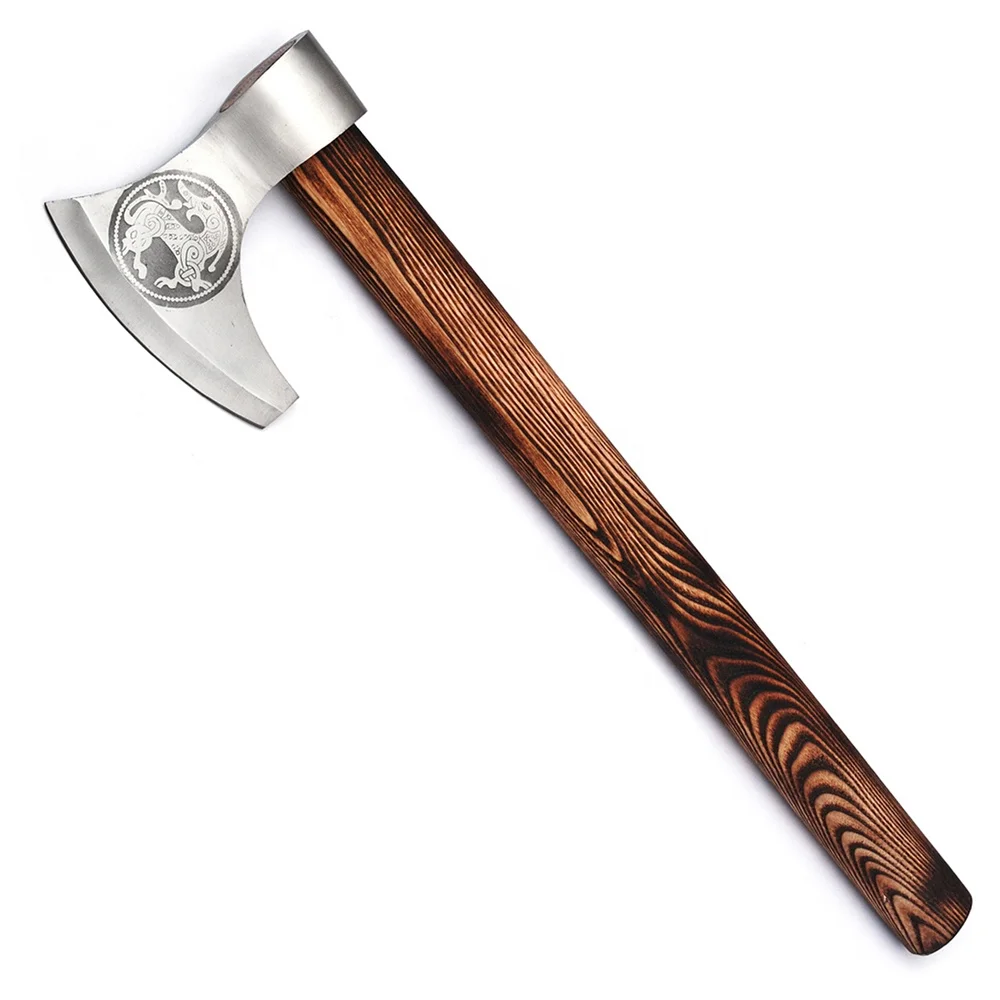 High Quality Stainless Steel 440c Blade Wood Handle Hatchet Axe Outdoor  Hand Forged Camping  Axe With Protected Cover