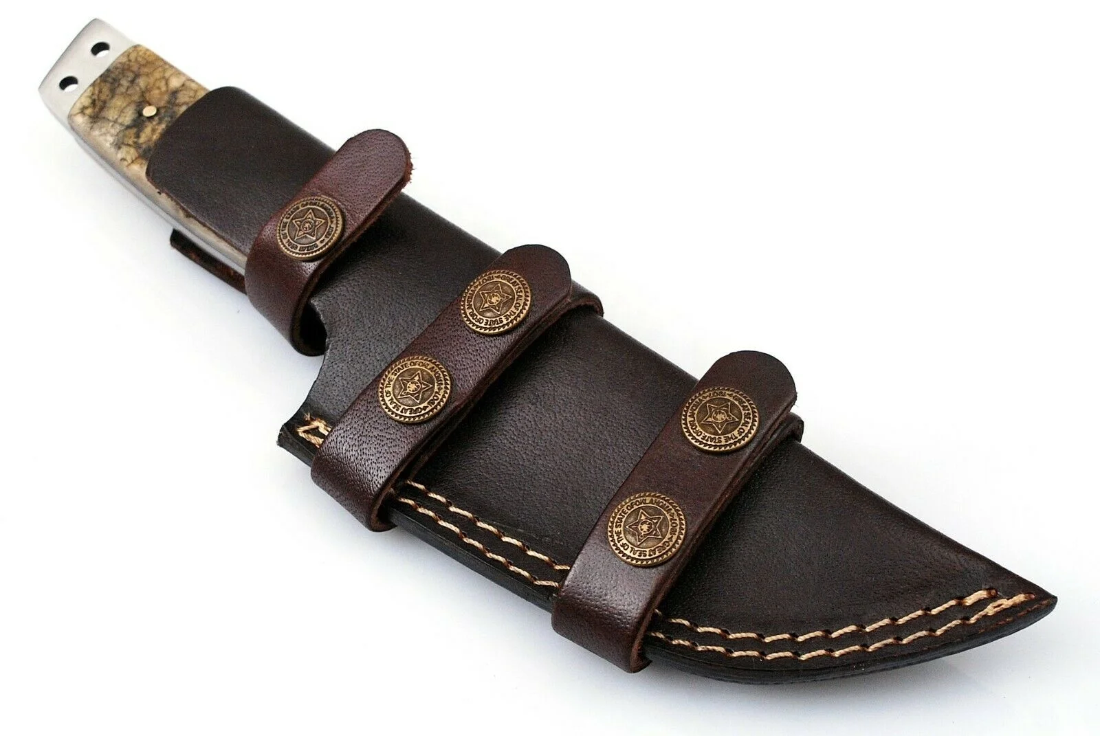 Beautiful Sizzco Handmade Damascus Steel Fixed Forged Blade Hunting Camping Skinner Tanto Knife Gift For Him Handle Ram Horn