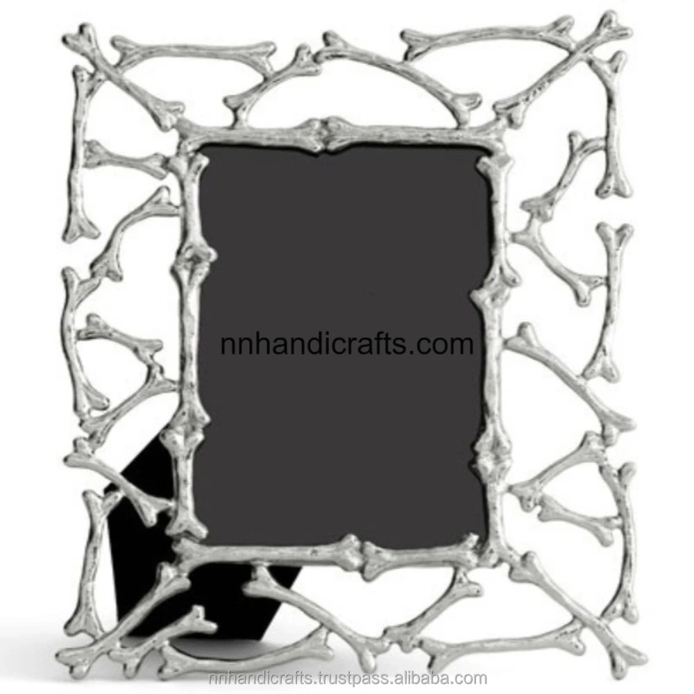 High Quality Aluminium Metal Nickel Plated Rectangular Embosed Floral Design Photo Frame Poster Frames Document Frames Clip Phot