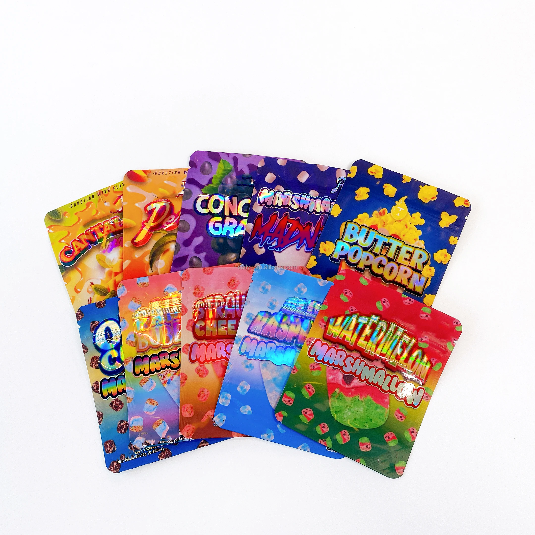 Cailyn Logo Printed custom packaging Reusable Smell Proof Gummies Candy Zip Lock smell proof custom 3.5 mylar bags candy bags