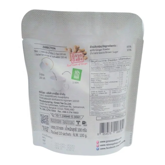 Best Selling 100g Ranong Brand Instant Ginger Tea Powder Original Flavor Less Sugar for Drink Beverage Thailand Made in Thailand