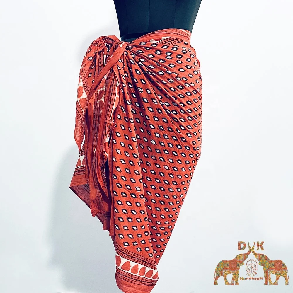 Pareo Manufacturer women summer beach dress soft sarong swimsuit customized cotton wrap up