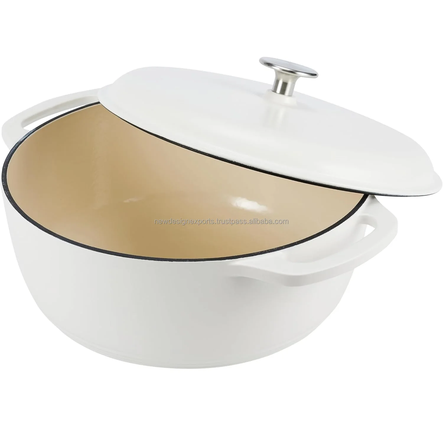 Cast Iron Round Dutch casserole with lid Matte White