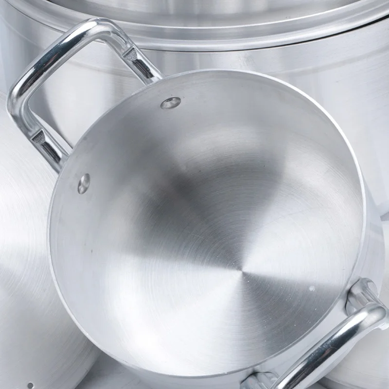 Best Selling Heavy 6.2KG Casserole Soup Pots Satin Finished Cooking Pot Cookware Set In Kitchen 14pcs Aluminum Cooking Pot Set