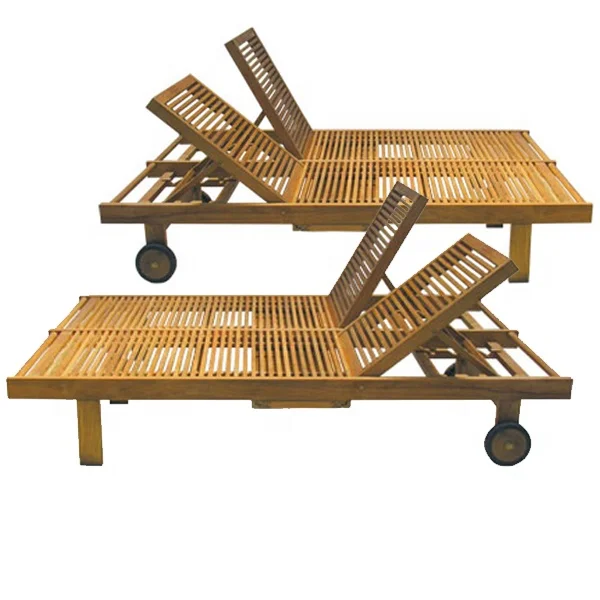 TEAK DOUBLE SUN LOUNGER TEAK OUTDOOR FURNITURE BEACH SWIMMING POOL WOODEN  DOUBLE SUN LOUNGER