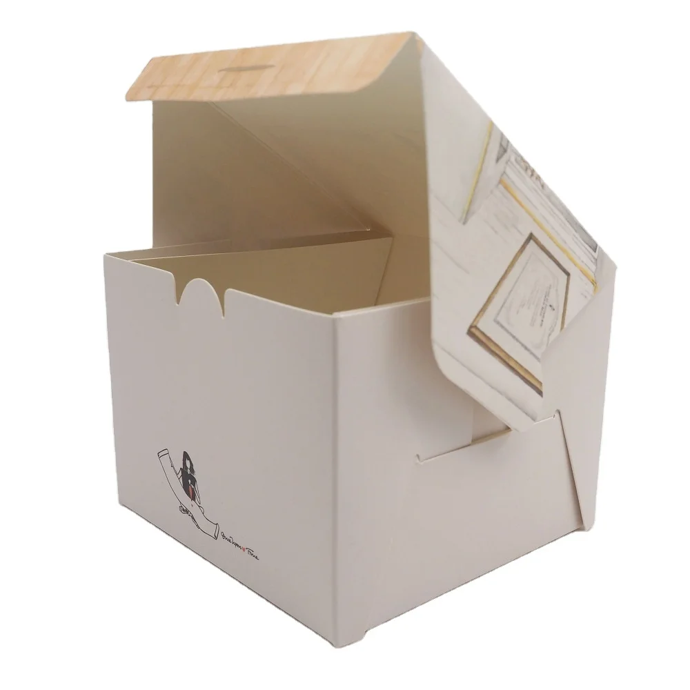 Оптовая продажа, пищевая квадратная форма, использование для выноса, сертификат PEFC, биоразлагаемый розовый кондитерский бокс небольшого размера