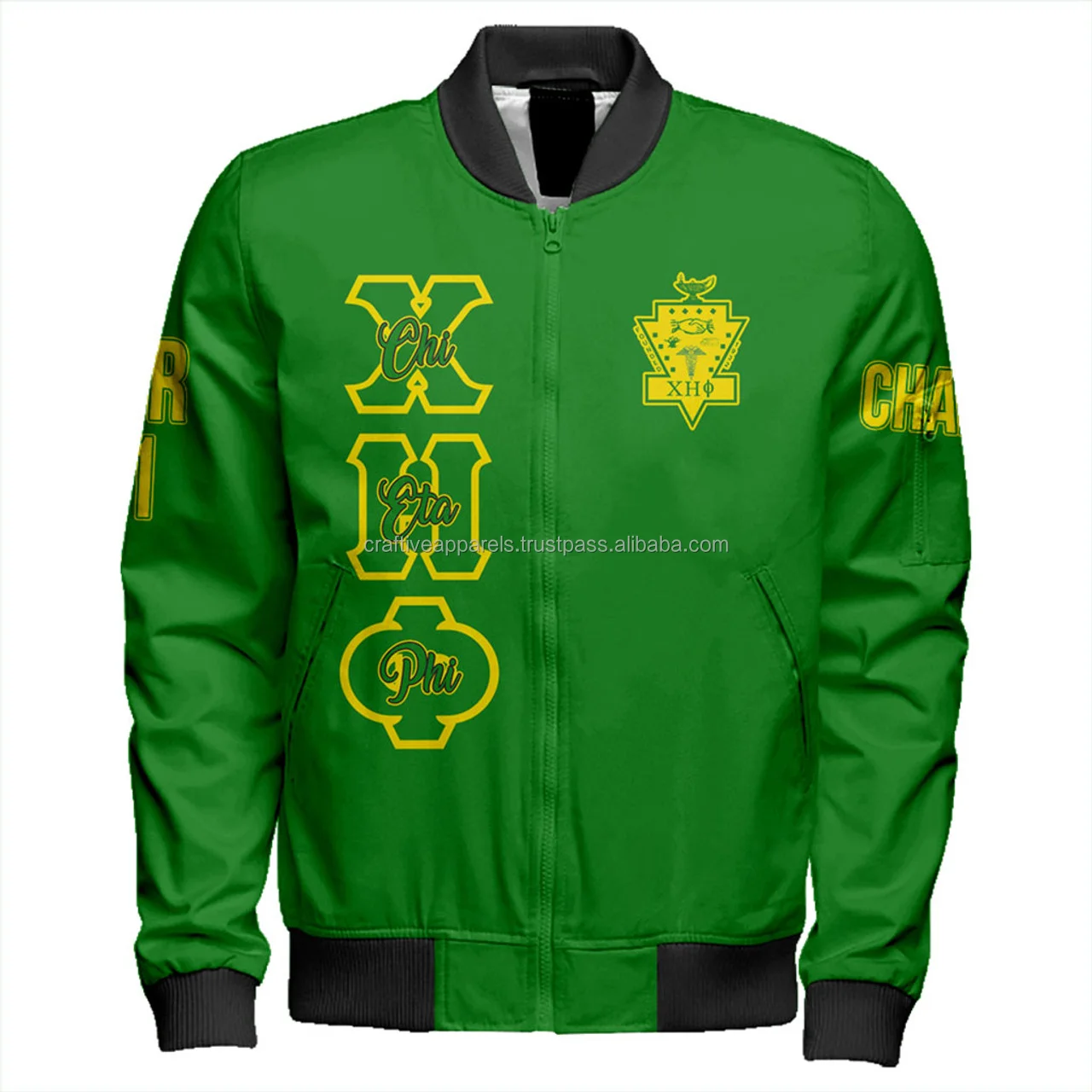 Chi Eta Phi Zipper Bomber Jacket Custom Chapter Logo