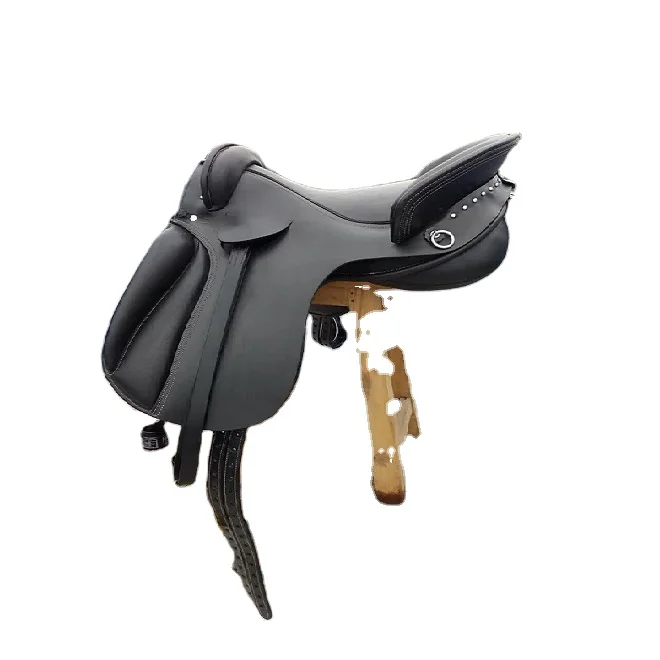 Premium Quality Spanish saddle on DD leather buffalo black color on drum dye finished With Stirrup & Straps