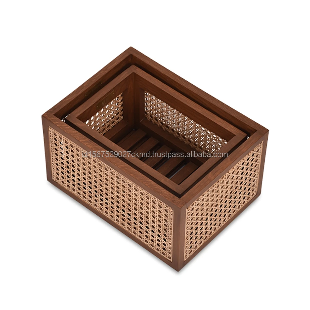 Best selling rattan box with teak solid wood home furniture for  hotel villa from Indonesia