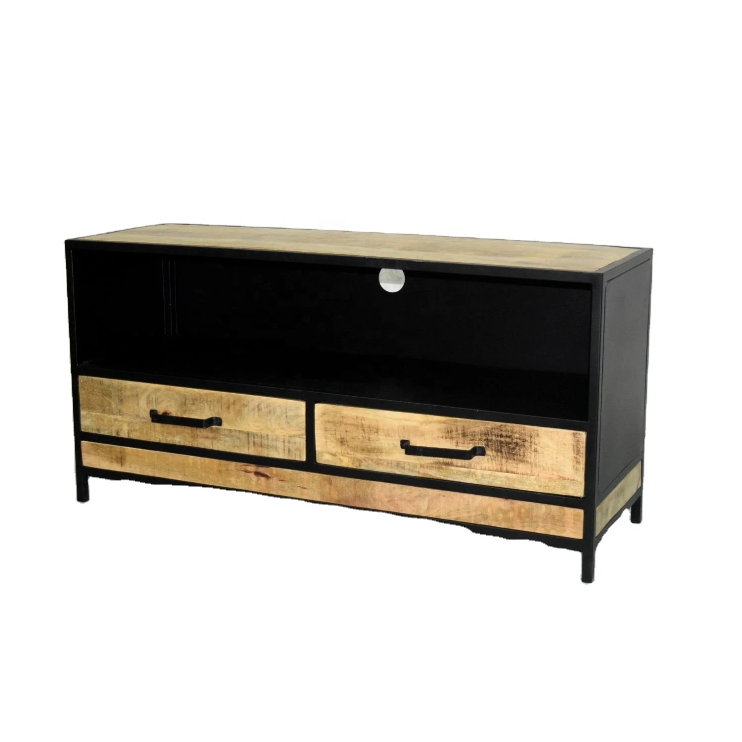 Latest Industrial Modern Iron Metal Wood Drawer Living Room Villa Apartment Entertainment Tv Stand Unit Cabinet