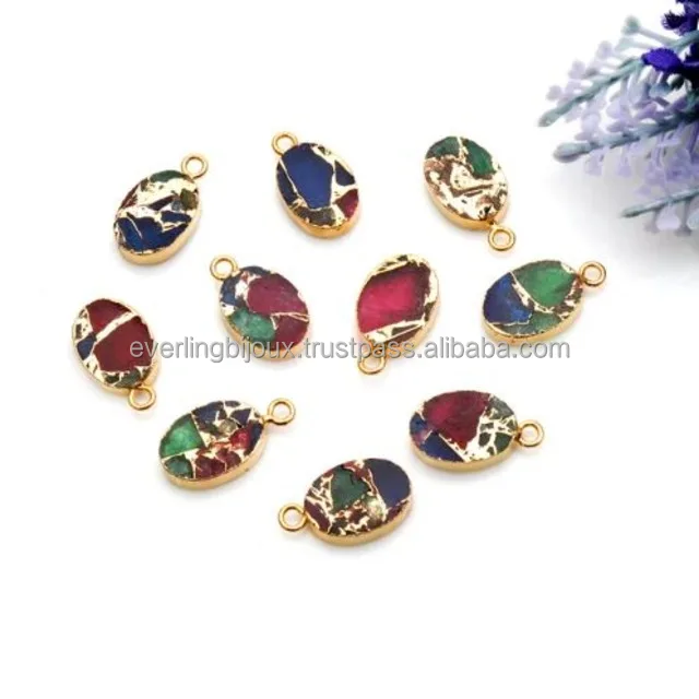 High Quality Multi-Color Mojave Turquoise Sapphire Copper Jewelry Making Gemstone Pendant Connector Fashion Pendants Charms