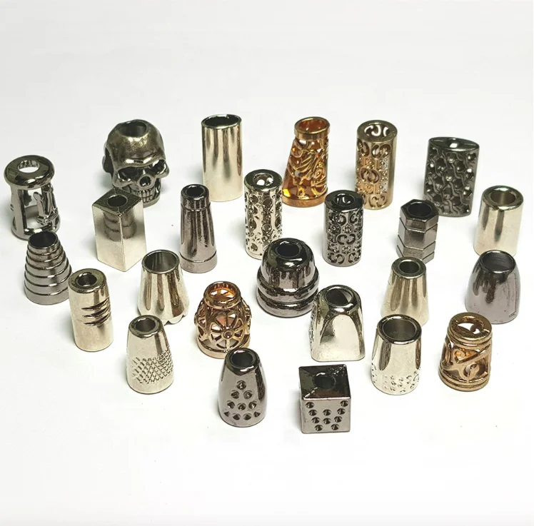 Wholesale zinc alloy gold, silver colors spring metal cord stopper for coat