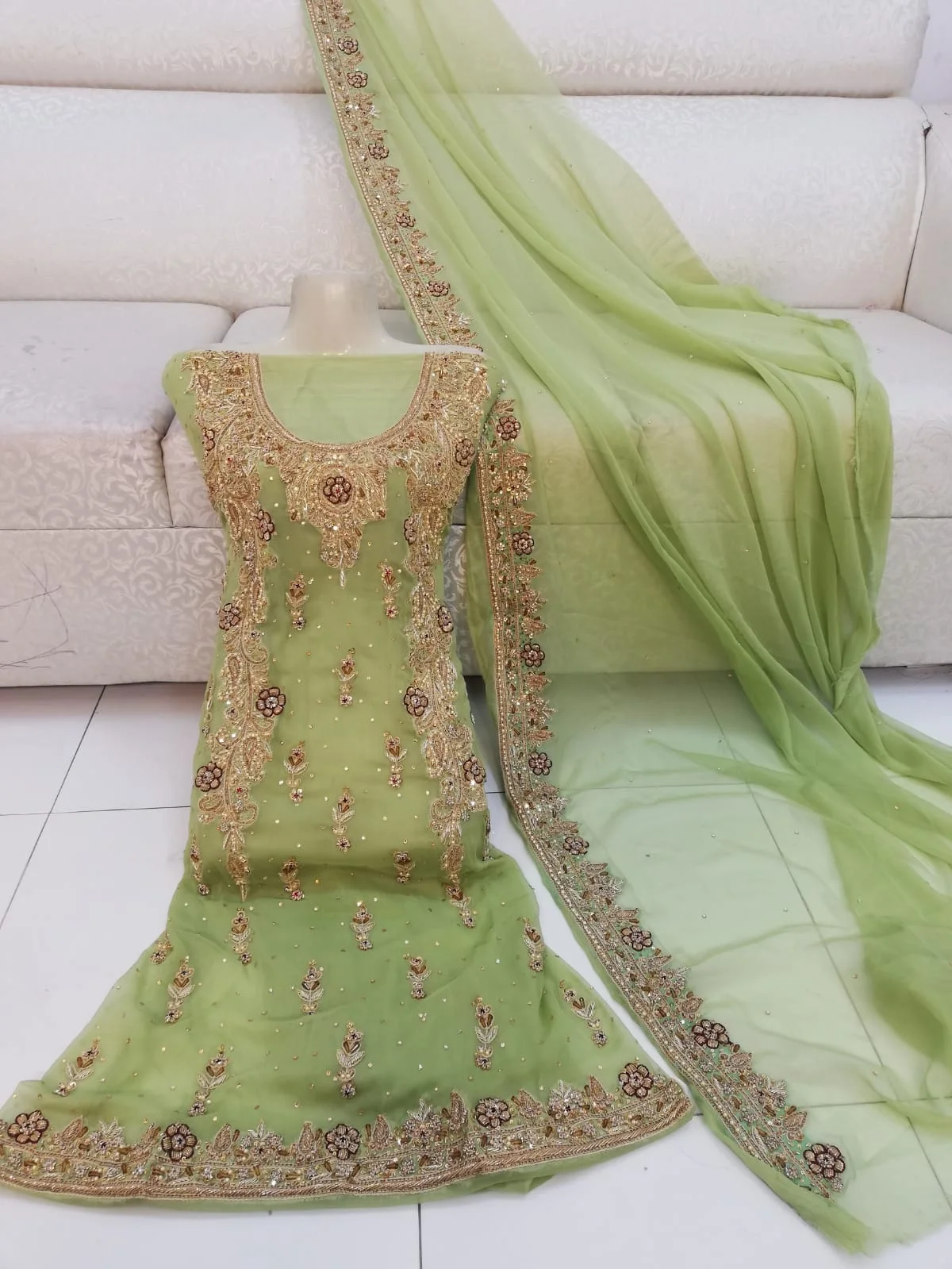 Salwar Kameez Suit Pakistani Indian Handwork Shalwar Wedding Chiffon Dress Hot Selling Dress 2022