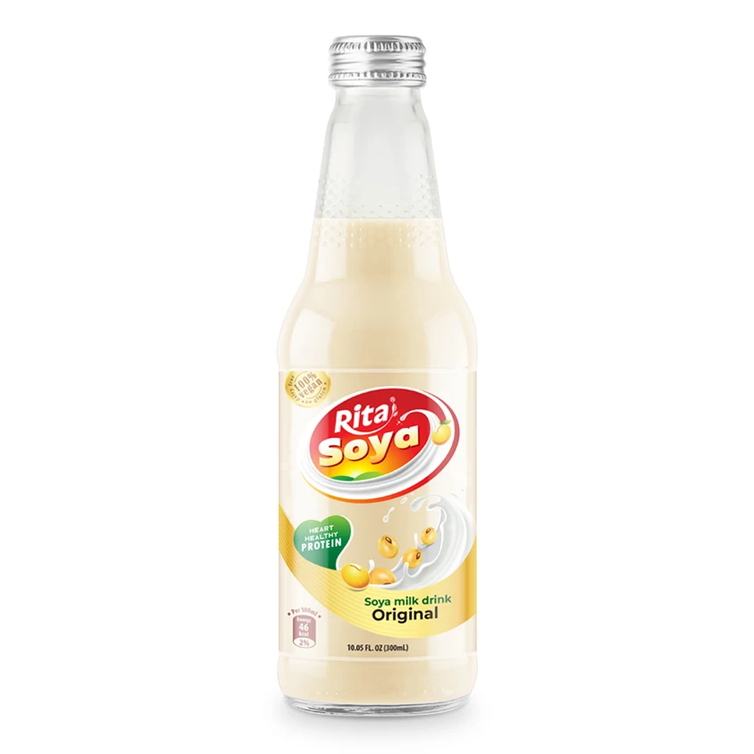 Wholesale 100% Vegan Rita Soya Milk Drink Less Sugar 10.05 Fl Oz Glass Bottle