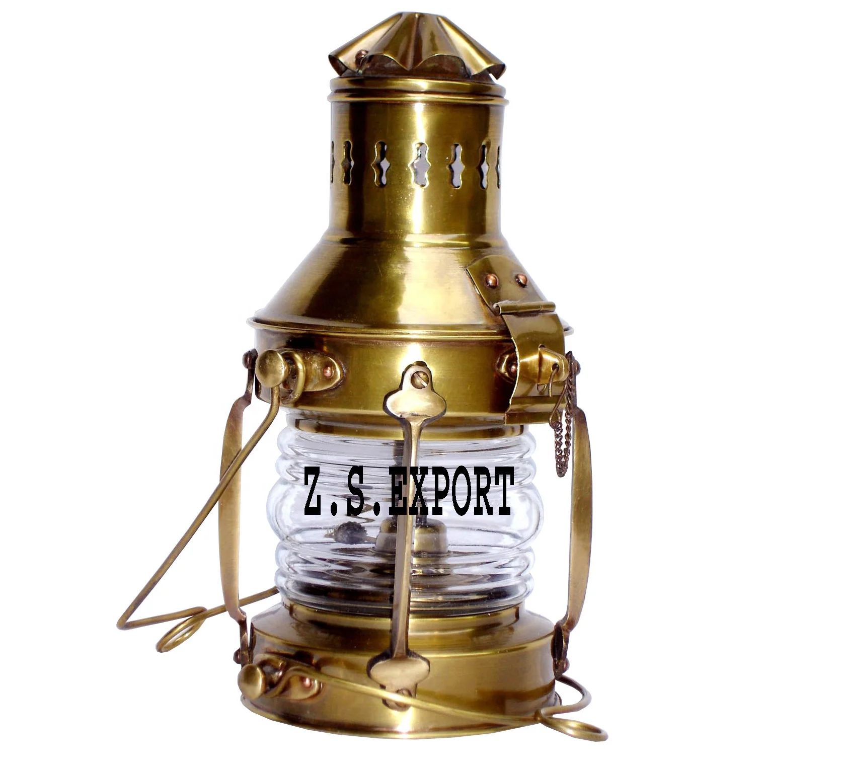 Trendy Brass Oil Lamp Stylish Shiny Finishing Design Emergency Kerosene Lantern Metal Hanging And Outdoor Champing Lamps