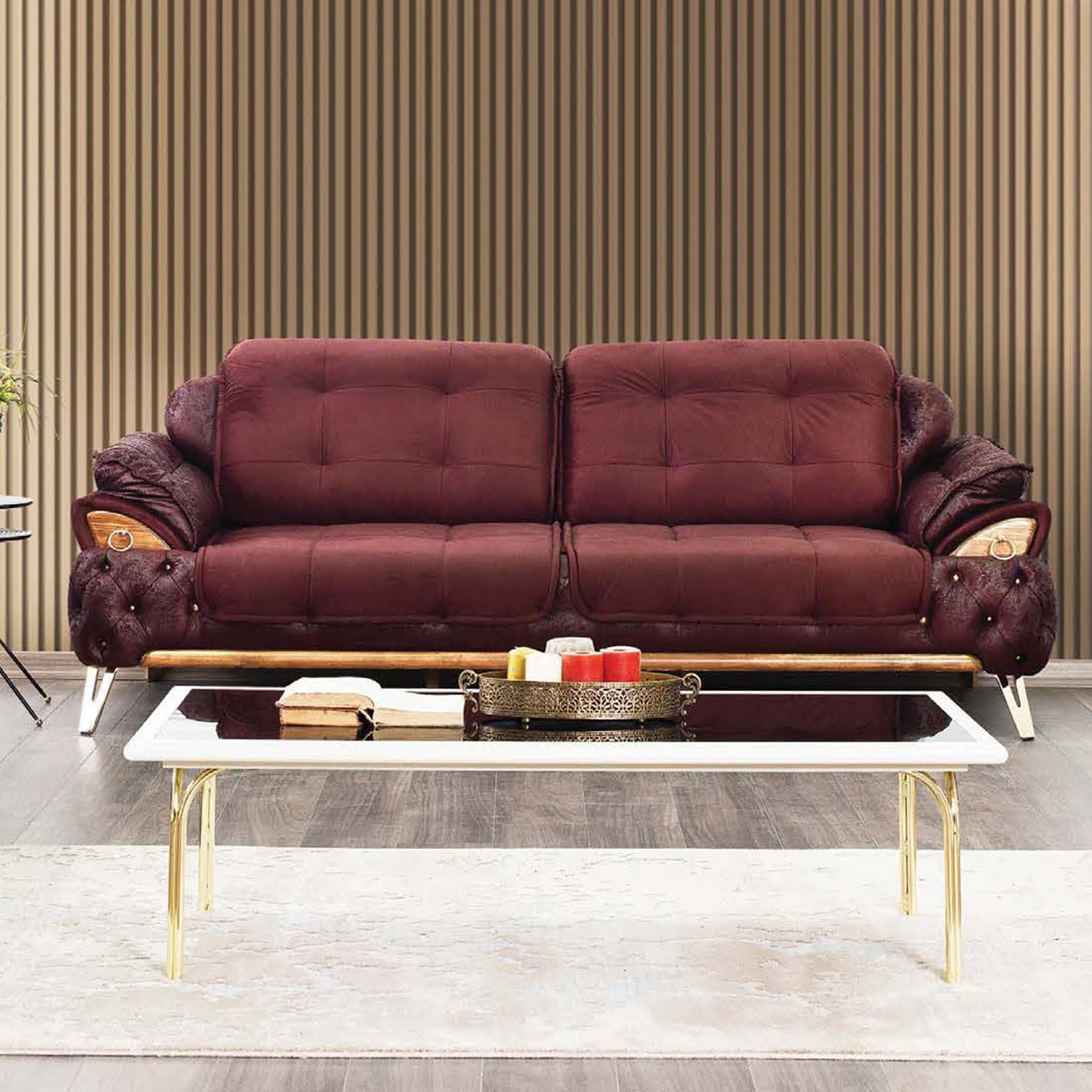 Modern Living Room Furniture Sofa Set Sofa Bed with stainless waterproof Fabric Turkish Furniture Chesterfield Sofa Set with Bed
