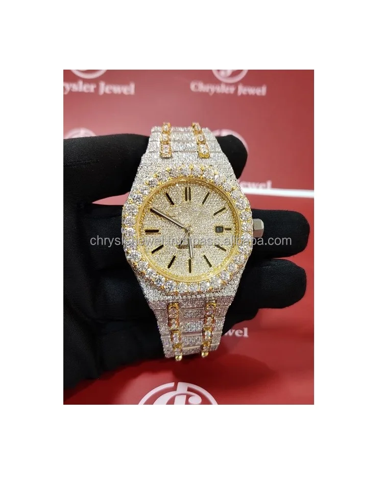 Mechanical High End Top Brand Custom Moissanite Watches luxury Moissanite Hand Set Iced out diamond Hip Hop Bust Down Watches