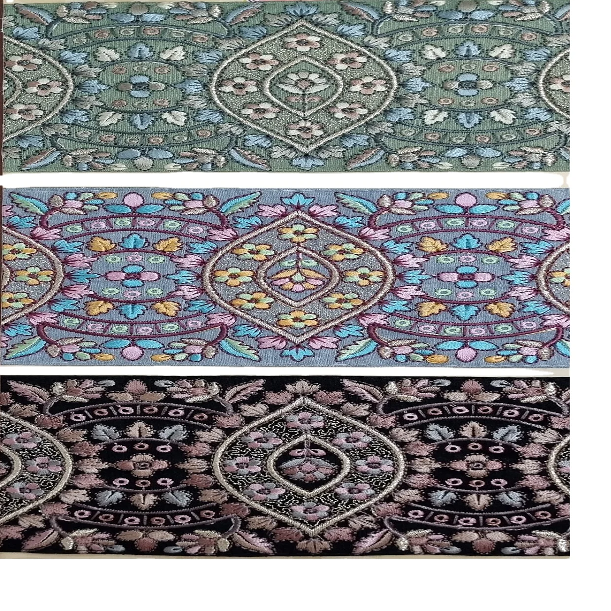 custom made sari silk ribbon yarns in assorted colors made from recycled sari silk fabrics in 100 gram skeins