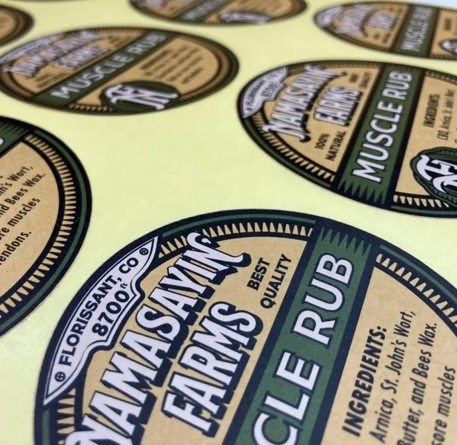 3 inch Eco Friendly Kraft paper label sticker custom logo digital printing bio-degradable recyclable high quality adhesive label