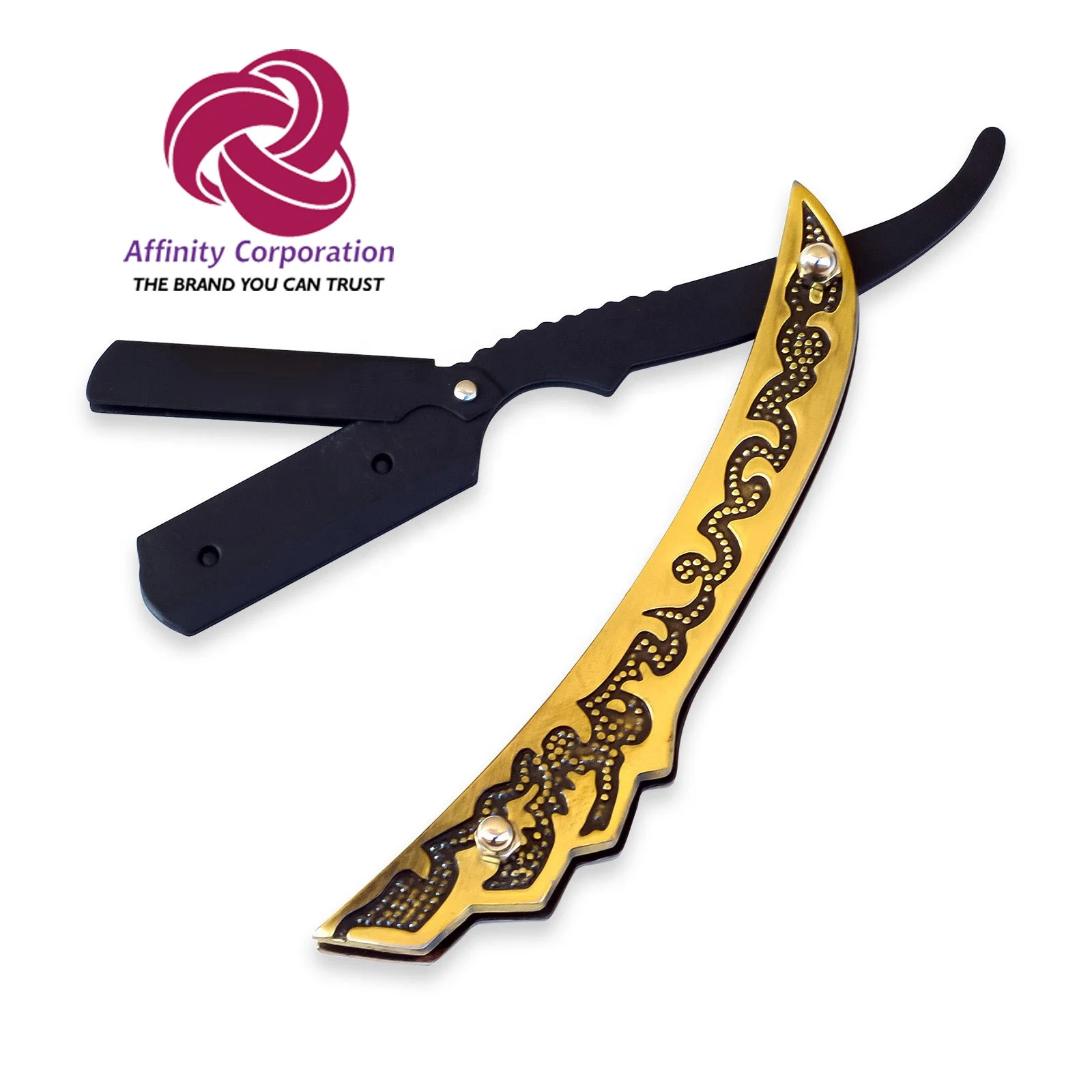 
Fancy Shaving Barber Razor - Razor Blade Holder Antique Gold Folding Shaving Knife Stainless Steel Straight Razor Holder 