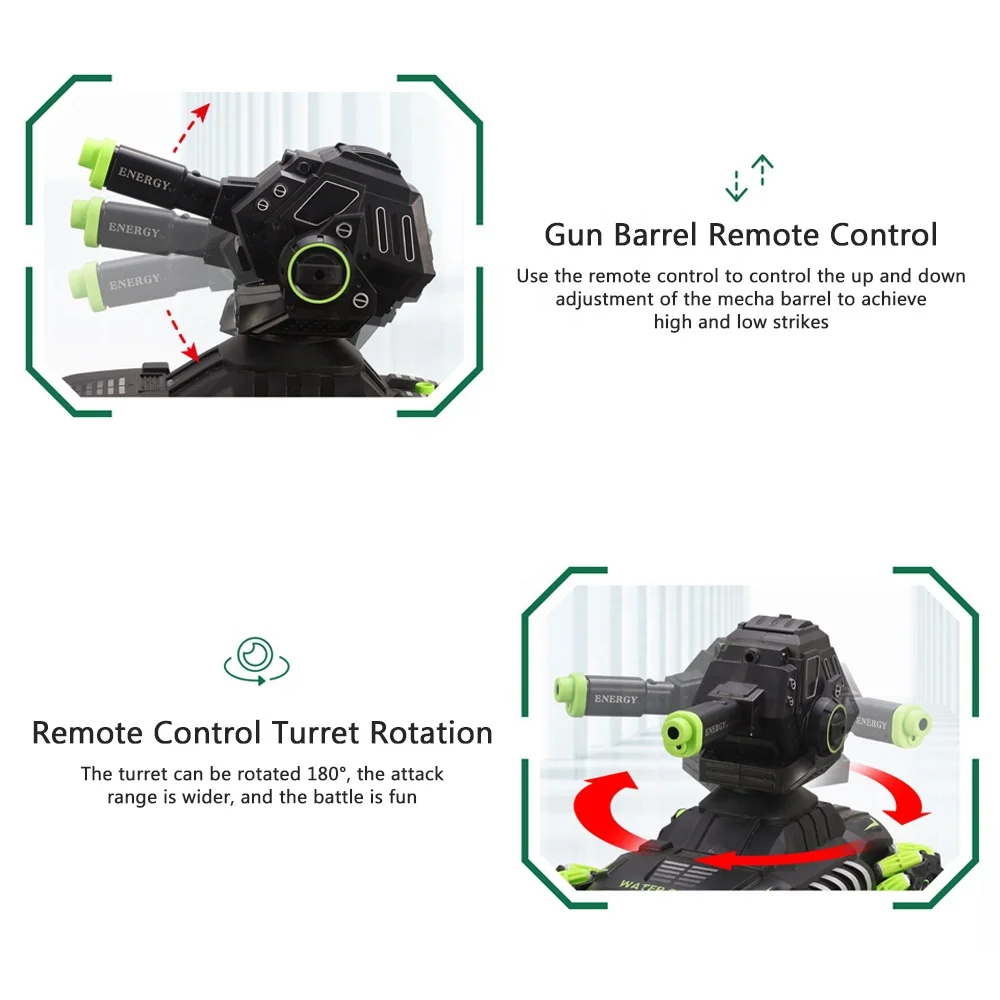 
Amazon Top Selling Water Bomb Tank Battle Car Remote Control Car Rotating Turret With Spray RC Stunt Car 