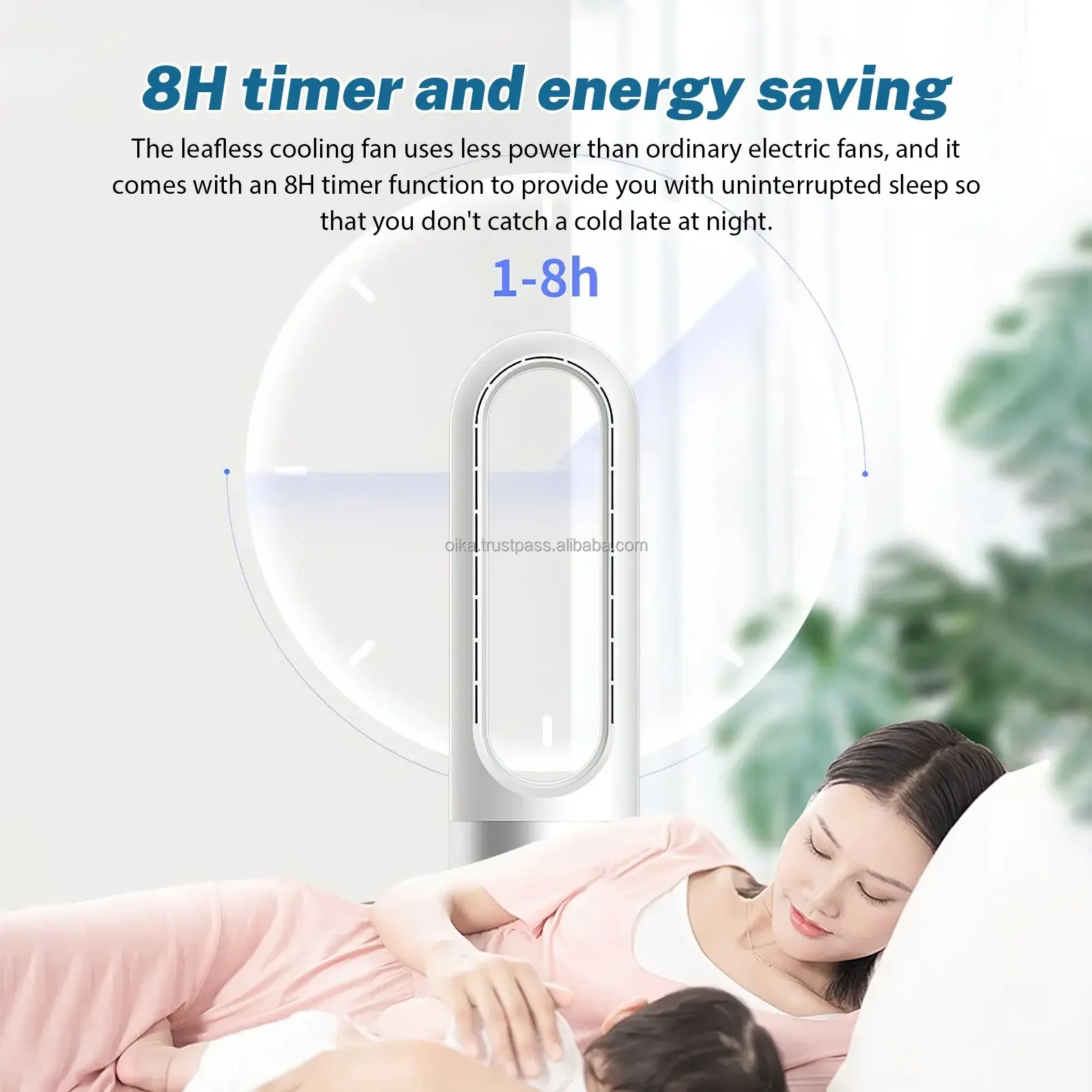 6-in-1 Stand Fan with Air Purifier Heater Dryer for Household or Pets Smart Tuya Control Bladeless Metal Fan