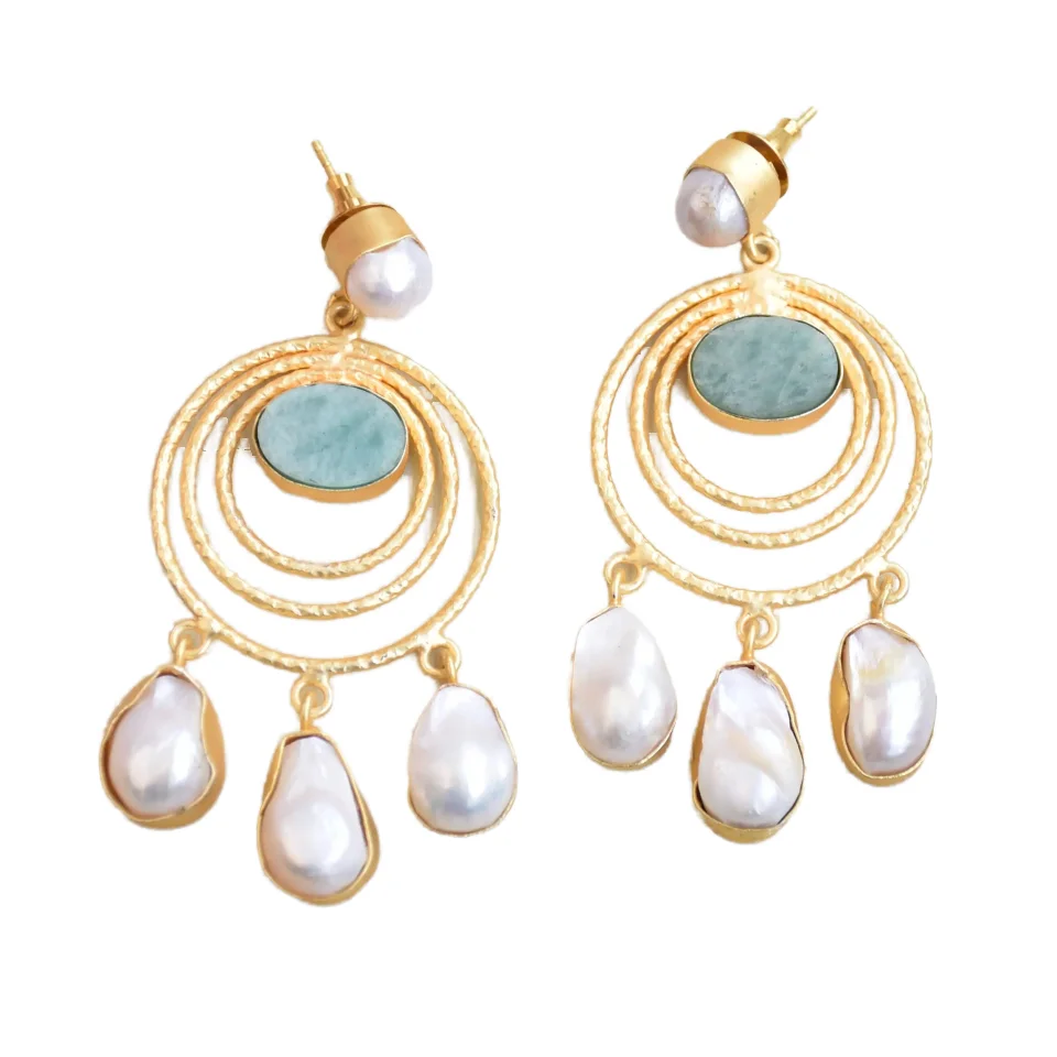 Natural Freshwater Pearl Drop Earring Stud Custom Made Trending Handmade Earrings Wholesale Gold Plated Statement Earrings New
