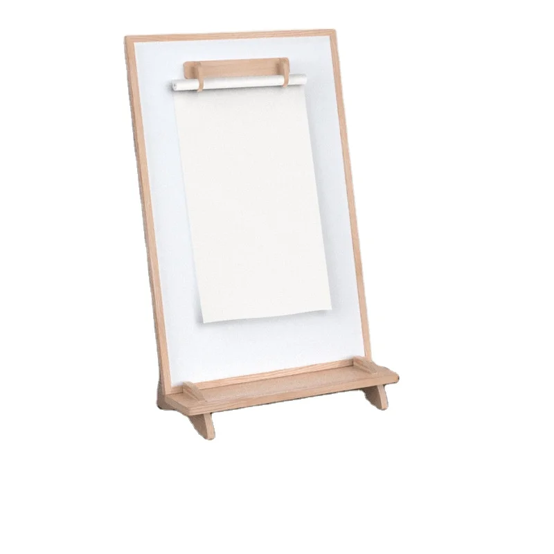 Functional Wood Frame Chalk & Pin Board, Dual-Sided, Front Writable Back Notice/Bulletin