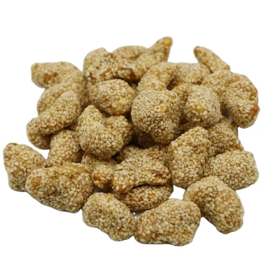 Premium White Sesame Coating Crispy Sweet Roasted Dried Cashew Nuts By Hola with COMMON Cultivation Type