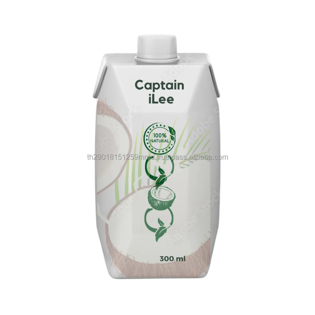 Organic Pure Coconut Water Juice 100% OEM Prism Te Ta Pack Paper Box 1000ml Captain iLee of BEST A EVER Company Limited