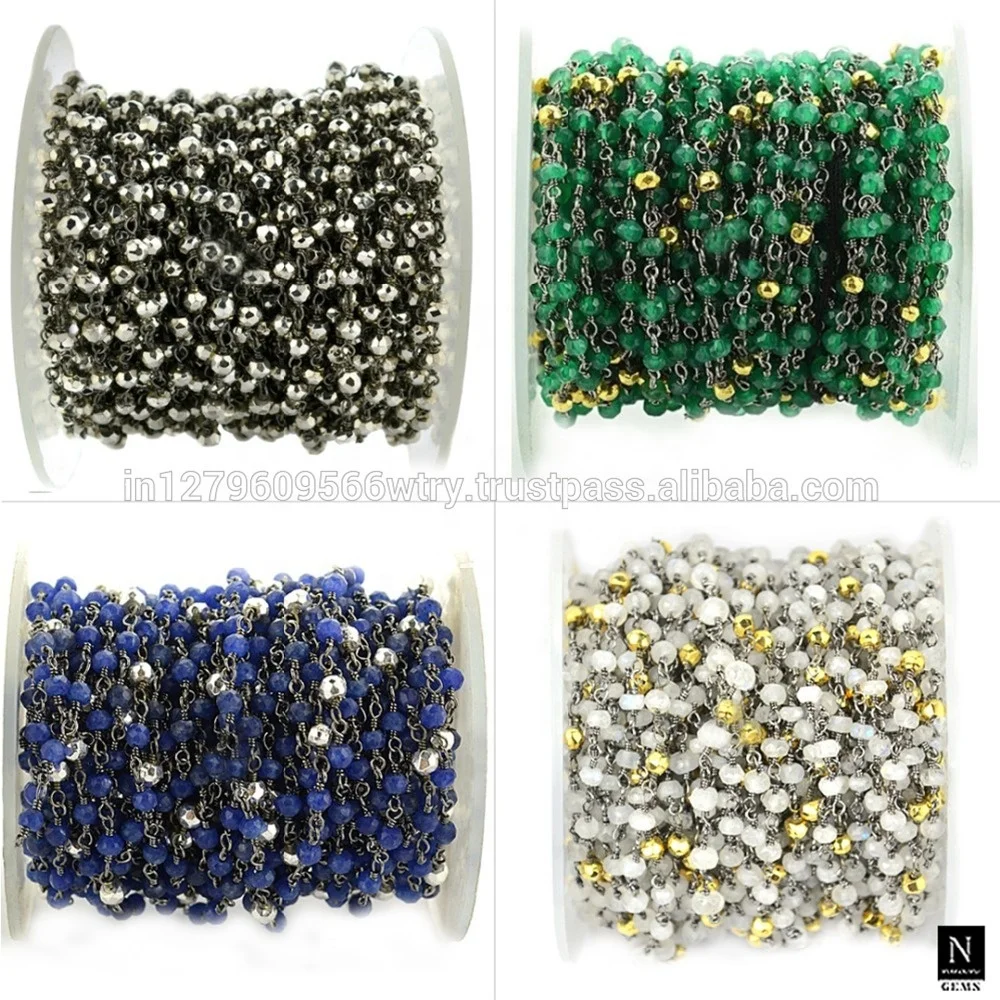 DIY Finding Green Onyx And Golden Pyrite Gemstone Rosary Chain Beads