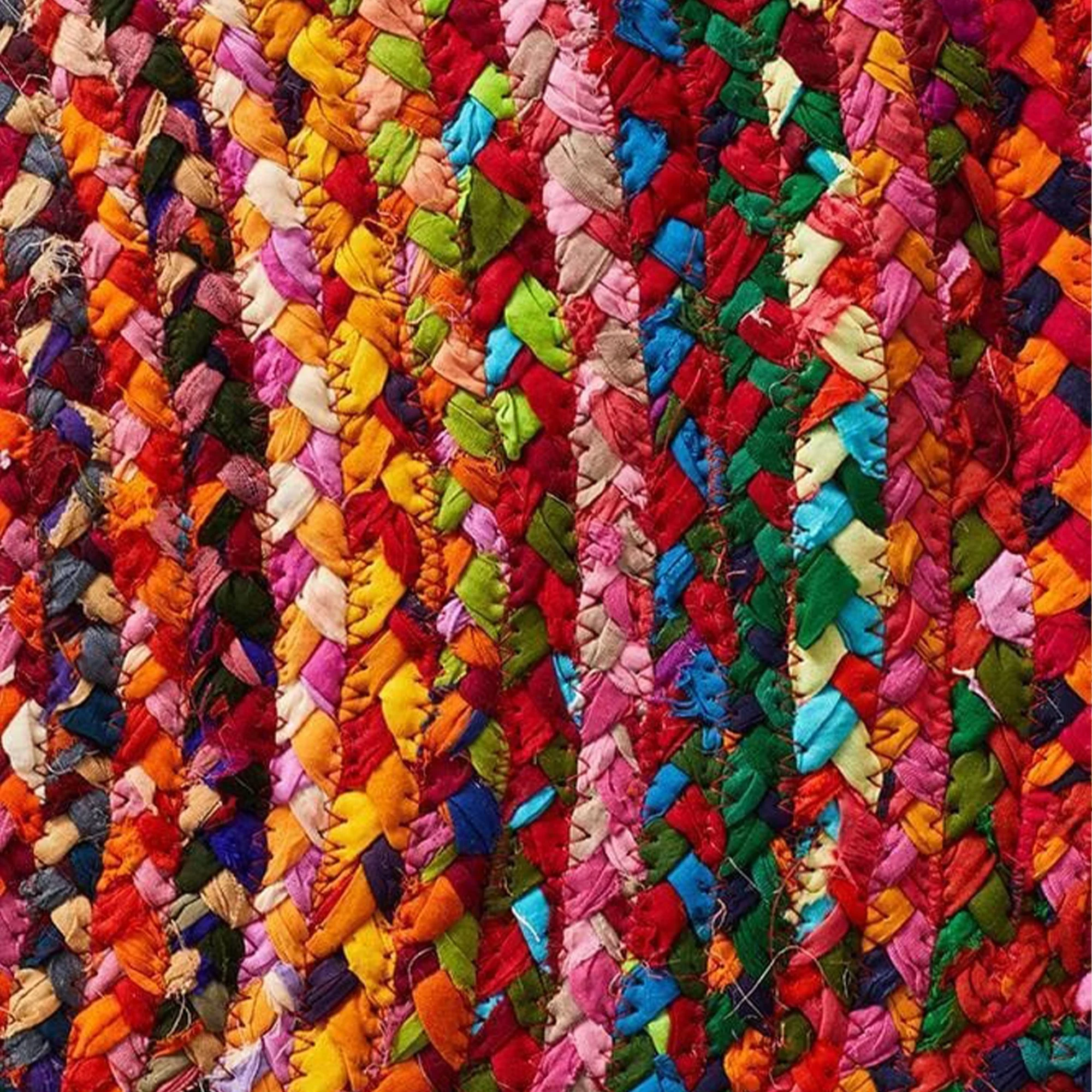 Indian Wholesale Multi Braided Multi Color Cotton Chindi Round Area Rugs Designer Circular Cotton Floor Bed Room Rugs Mat