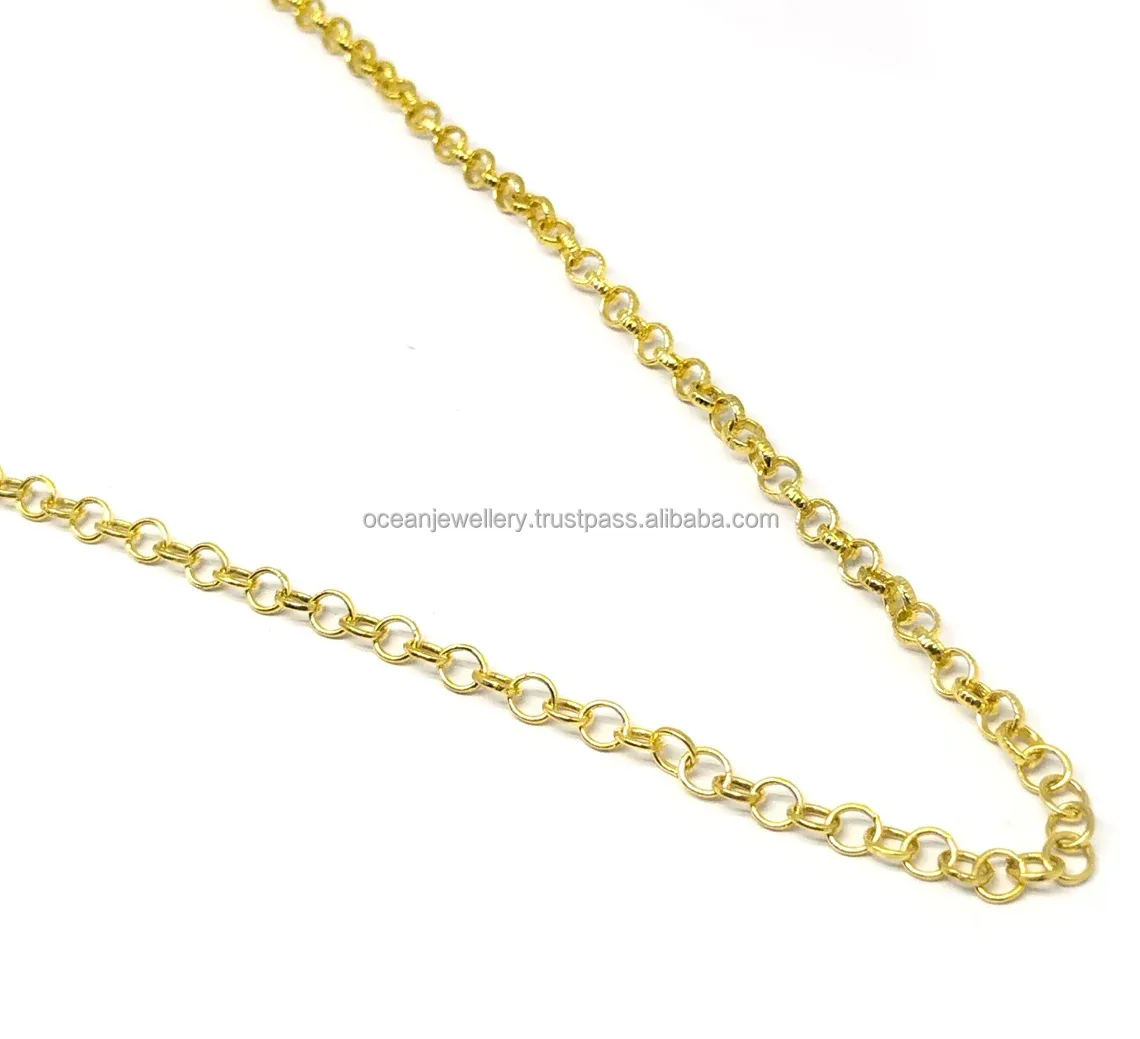 925 Sterling Silver Gold Plated Link Cable Chain |925 Silver Handmade Cabin Chain For Women