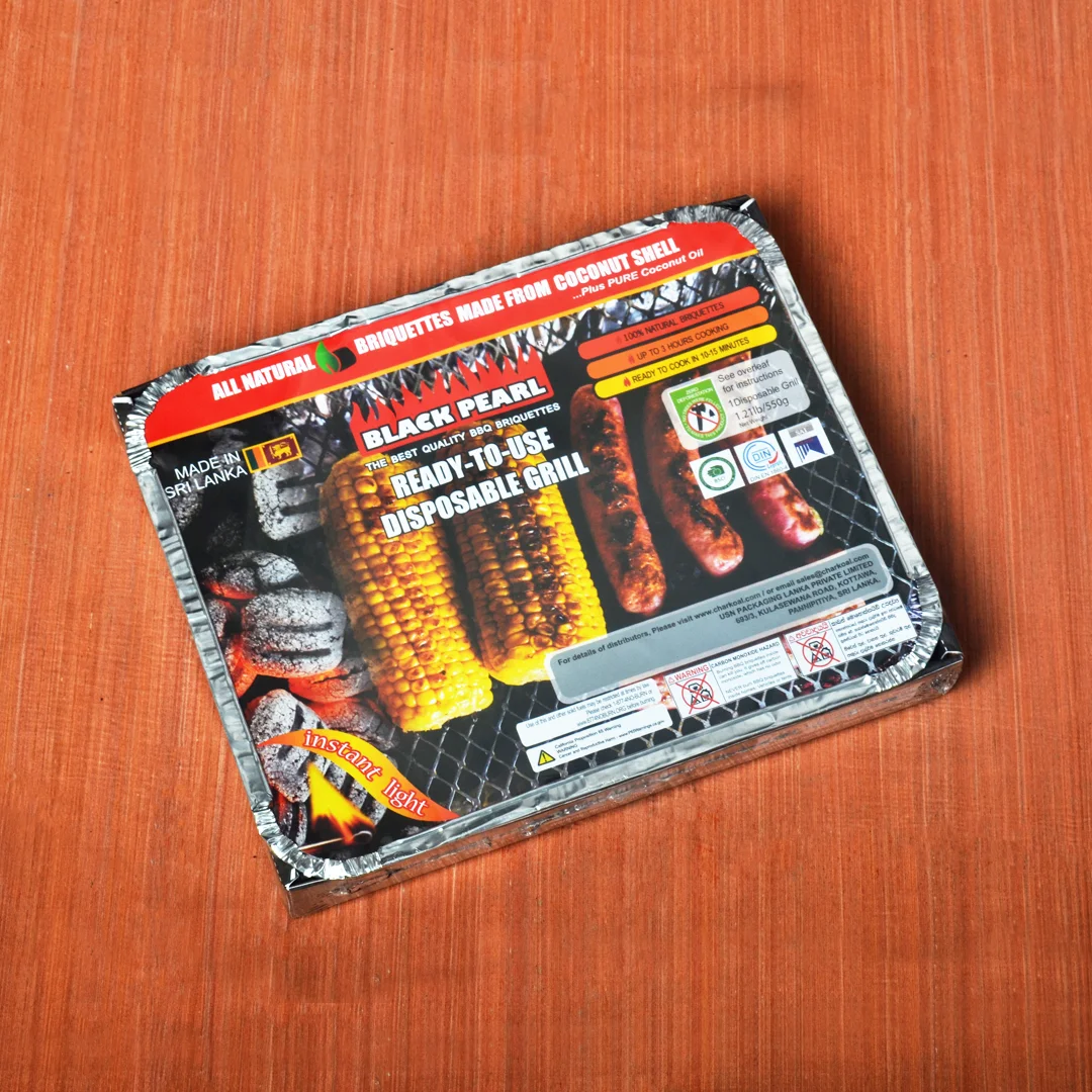 Ready-to-Go Coconut Charcoal Briquettes & Aluminum Gill - Light Culinary Adventures with Clean Burning, Sustainable Fuel.