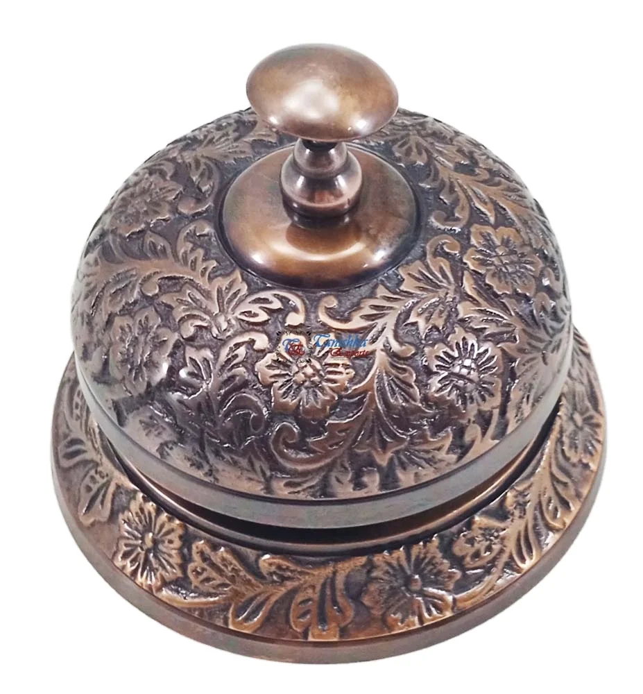 Vintage Hotel Desk Calling Service Reception Bell Christmas Gift Bell Home Decor Brass Copper Antique Office Table Bell