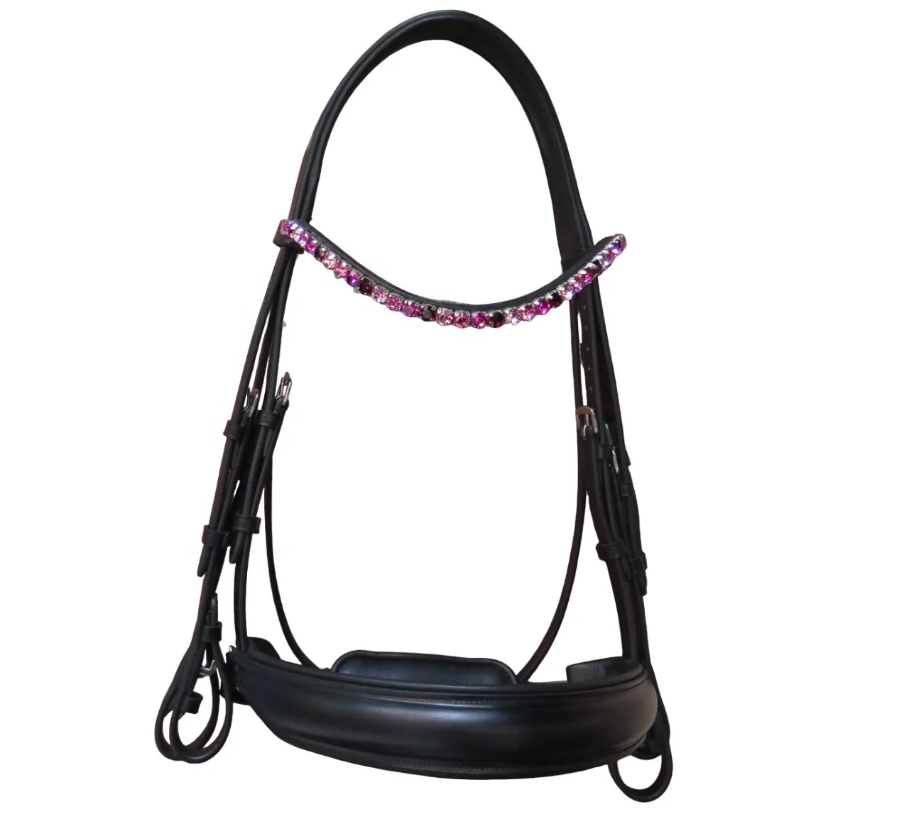 High Quality Customizable Dressage Bridle with Wave Brow Band Extra Soft Padding Available in All Sizes Colors Horse Products