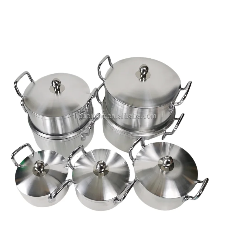 Cheap sell like hot 7pcs aluminum pot Different size of large cooker Cooking Pot casserole set premium aluminum cookwares