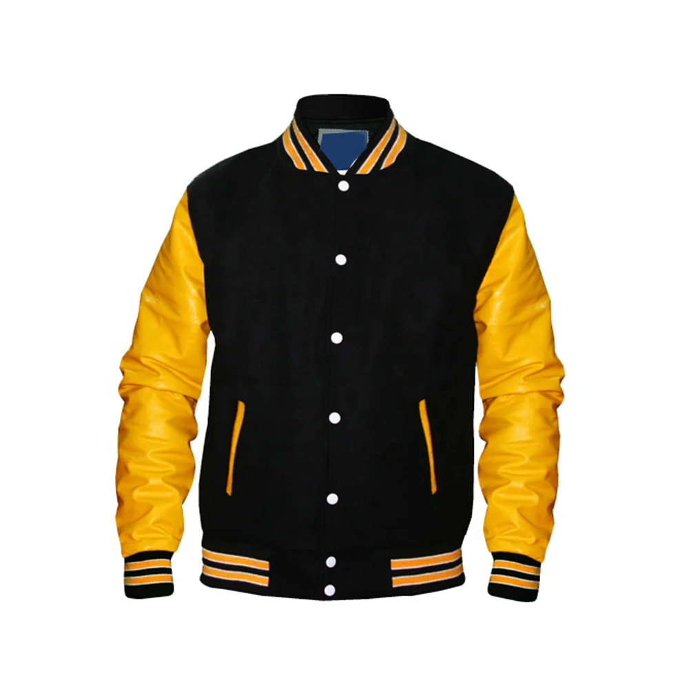 Куртка varsity на заказ/белая кожаная куртка с рукавами черная Шерстяная Letterman