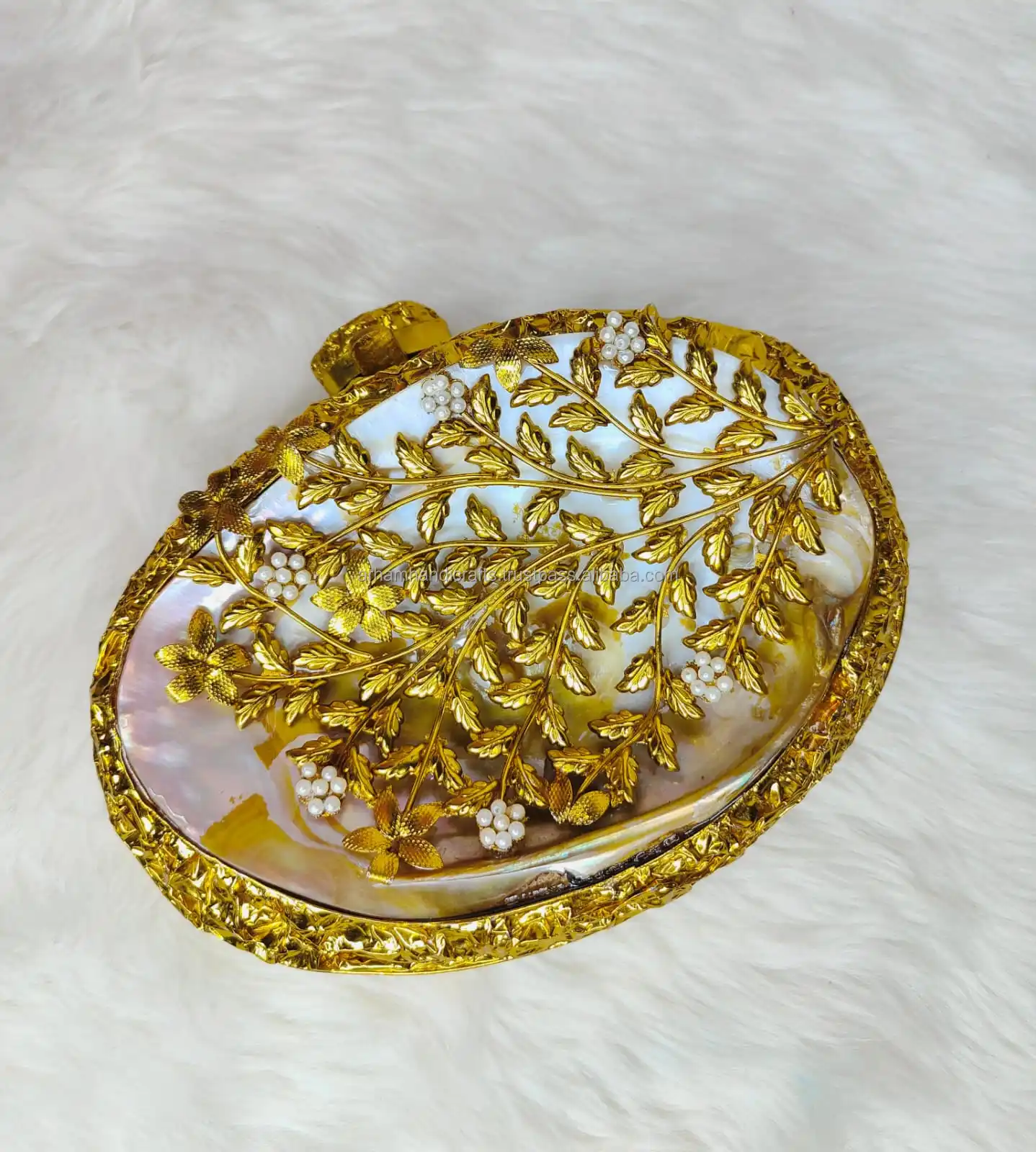 Tradnary Clutch Handbags Mother Of Pearl Geometric Pattern Design For Ladies Fashion Purses at affordable price by LUXURY CRAFTS