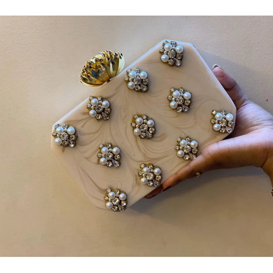 Resin Clutch Bag Antique Wallet for Women Mid Century Trending Quality Hand Clutch Bag for Evening Bag Wedding Bridal Shower