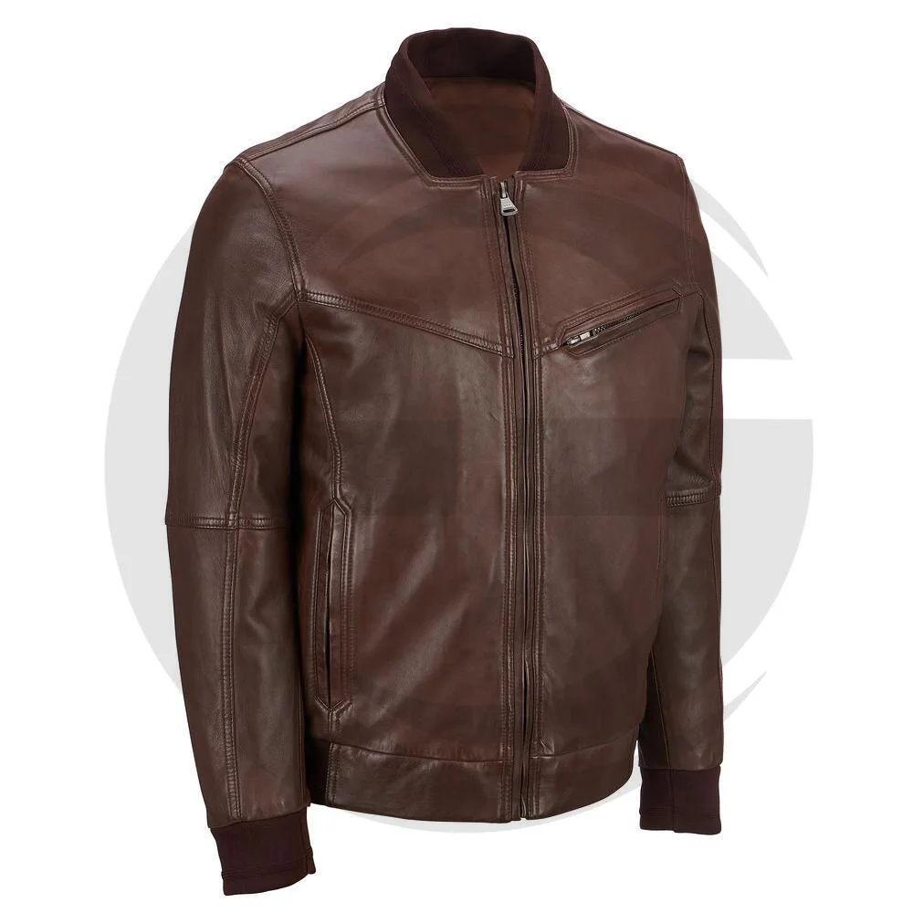Men Genuine Leather Jacket Custom Made Fashion Leather Jacket