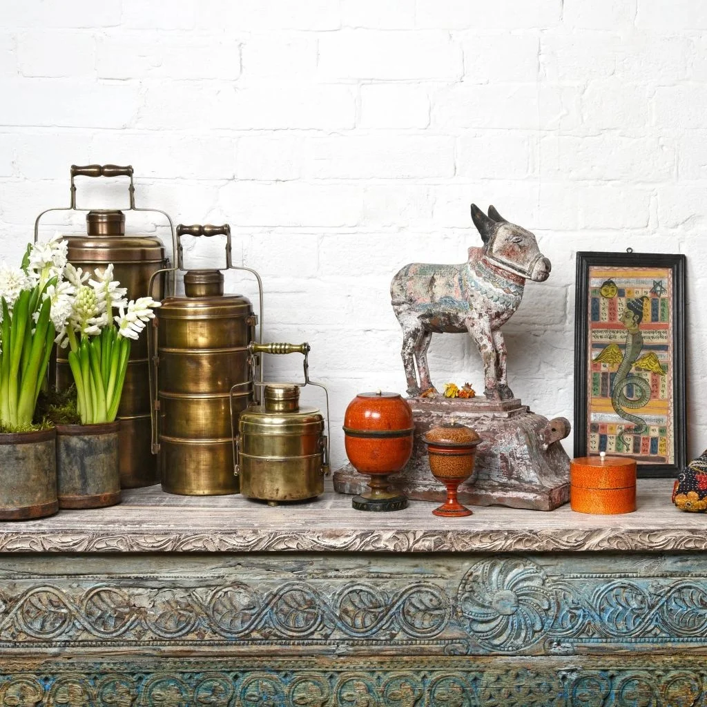 Antique Rustic Indian Carved Wooden Console Table Vintage Distress Finish Reclaim Wood Wall Corner Table Jodhpur Hallway Table