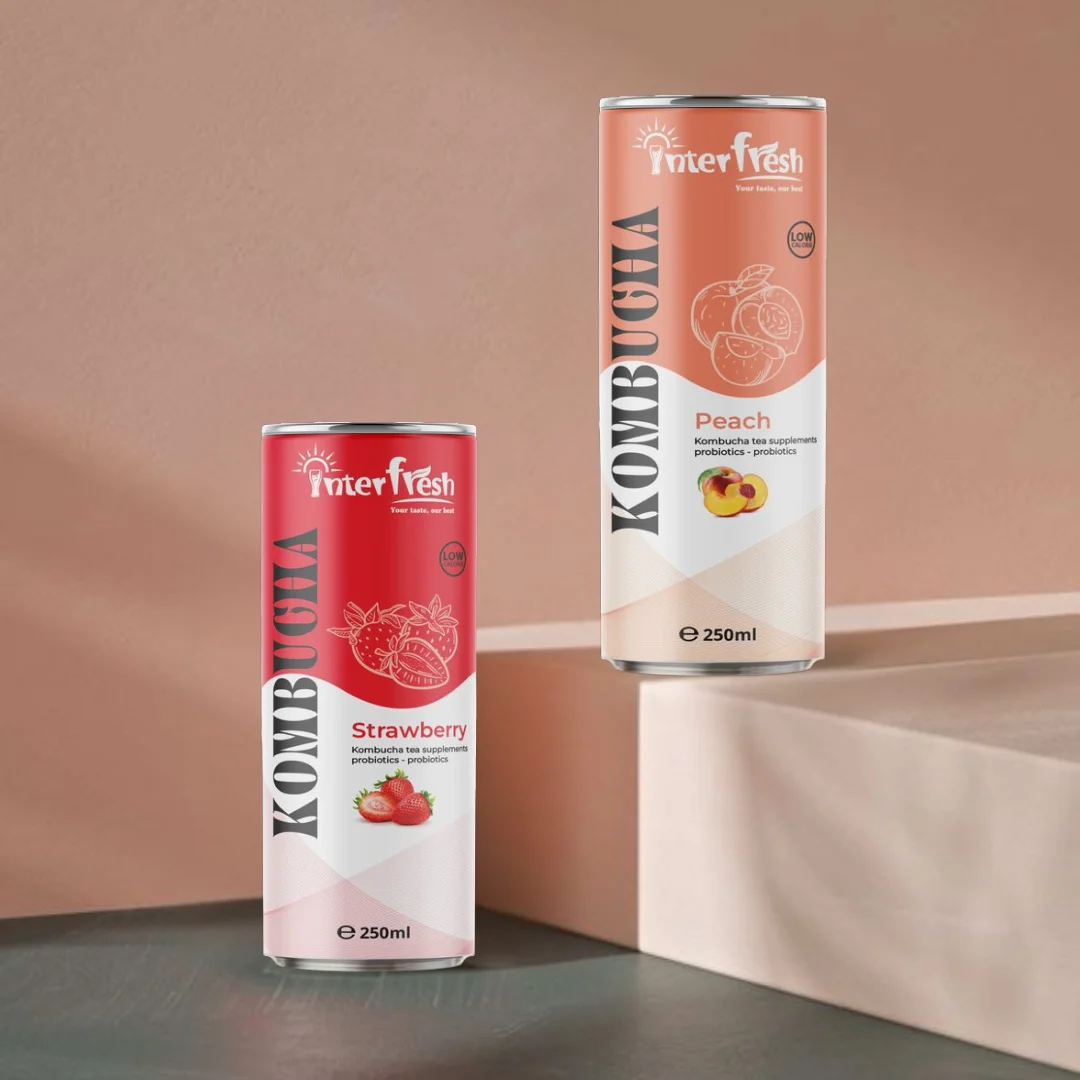 250ml Apricot Kombucha canned Black Tea extract with fruit juice high quality hot product from Vietnam
