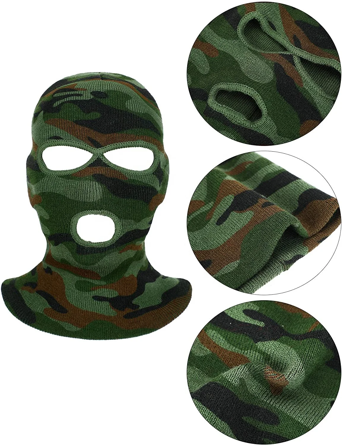 Custom Design Embroidery Logo Balaclava Motorcycle 2 Hole Full Face Knit Ski Mask