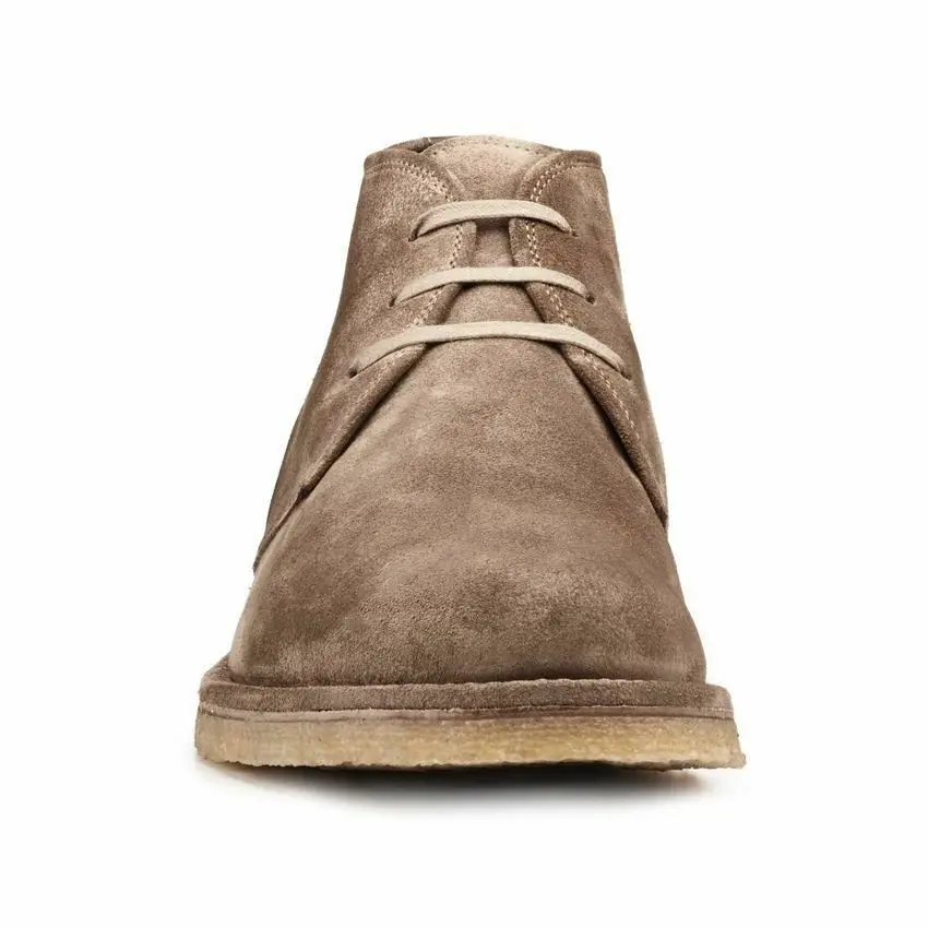 Men Handmade Boots Taupe Suede Plain Toe Leather Sole Chukka Formal Wear Shoe New