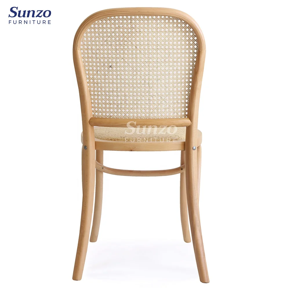 French Style Rattan Dining Chair For Wedding Events Banquet Rustic Solid Wood Chair For Rental